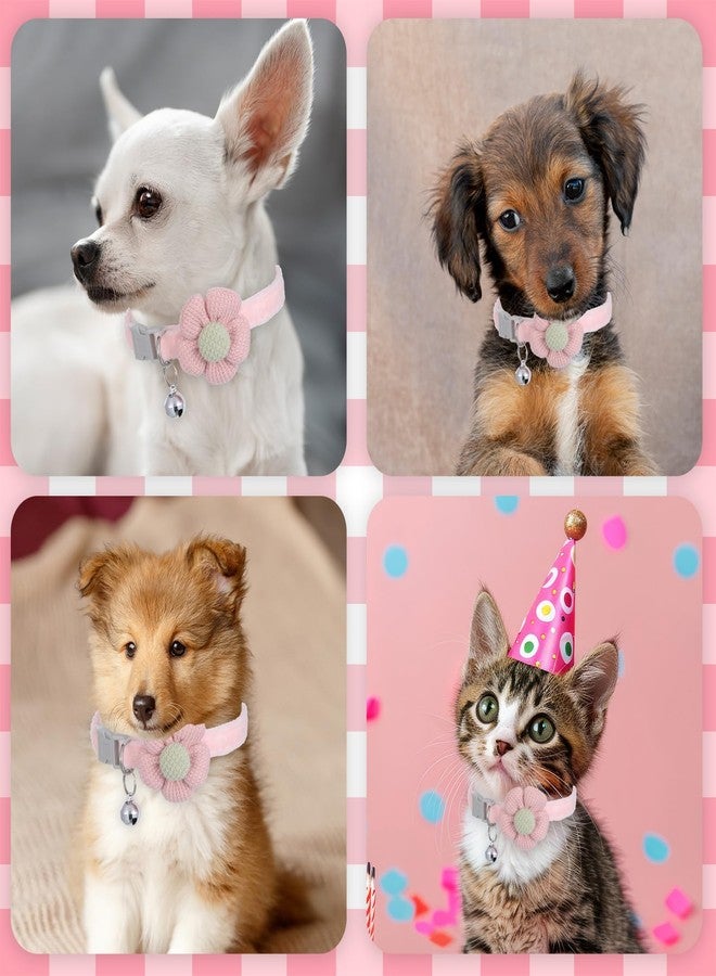 Gtziqa Small Dog Collar with Flower, 2 PCS Puppy Collar Small Dog Collars for Female Dogs Adjustable Cute Dogs Collars with Bell for Girl Boy Little Kitten Pet (Pink, White, XS) - Image 5